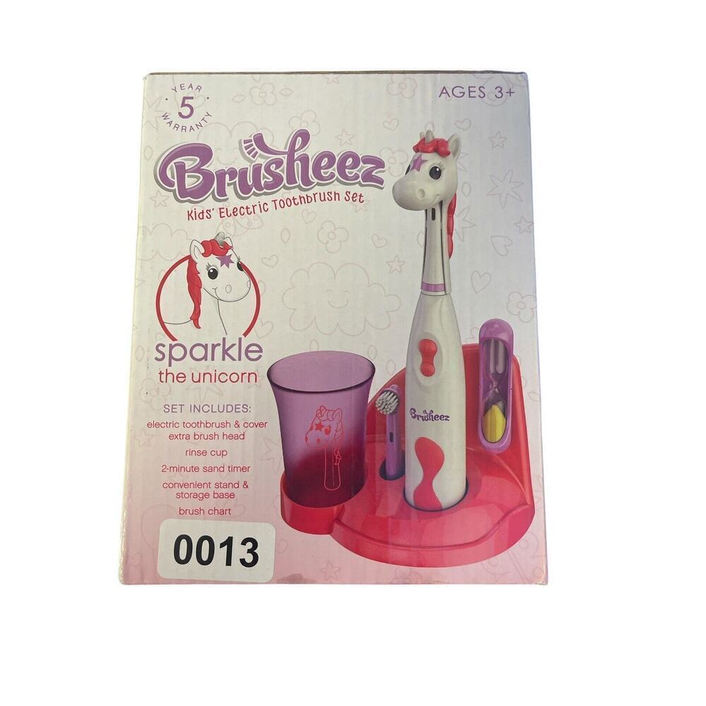 Kid's Electric Toothbrush Set Soft Bristle Battery Operated Pink Sparkle Unicorn